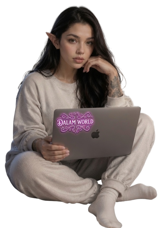 Dalam World mascot playing on MacBook — Download MMO RPG for macOS